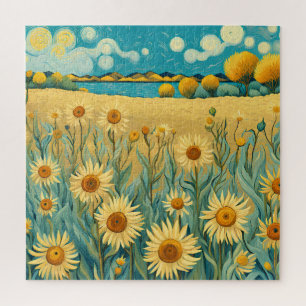 Sonnenblumenlandschaft im Van-Gogh-Stil Puzzle