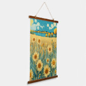 Sonnenblumenlandschaft im Van-Gogh-Stil Wandteppich Mit Holzrahmen (Gewinkelt)