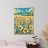Sonnenblumenlandschaft im Van-Gogh-Stil Wandteppich Mit Holzrahmen (Schlafzimmer)