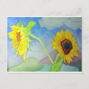 Sonnenblumenlandschaft Postkarte