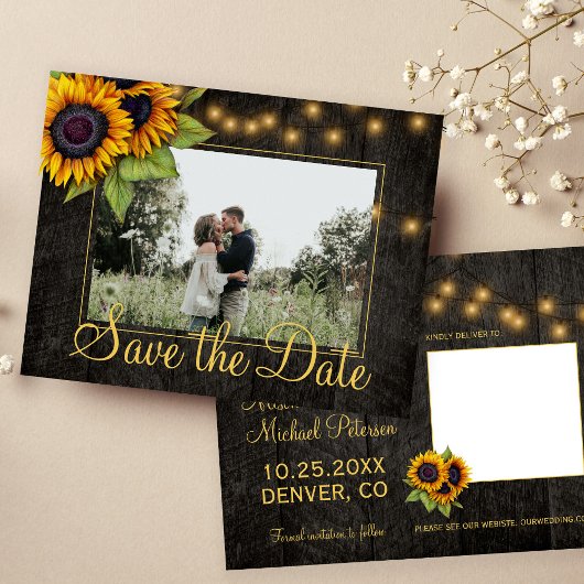 Sonnenblumenlandschaft Save the Date Hochzeit Ankündigungspostkarte