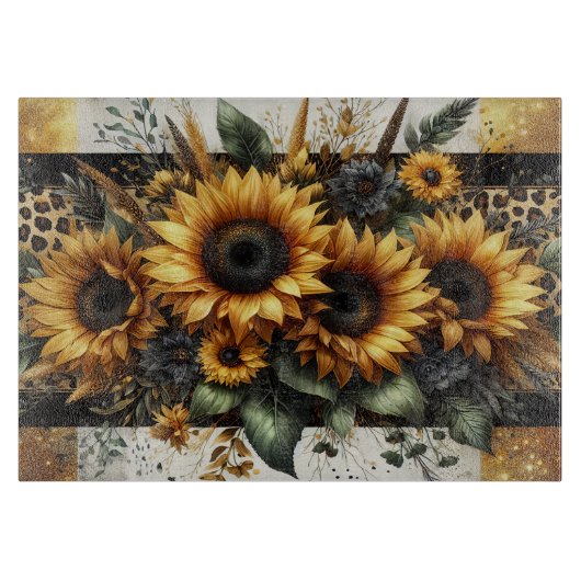 Sonnenblumenleopard-Druckplatine Schneidebrett (Vorderseite)