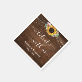 Sonnenblumenleuchten aus Braunholz feiern mit uns Serviette (Ecke)