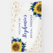 Sonnenblumenleuchten Blauer Rose Brautparty Banner (Vertikal)