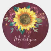 Sonnenblumenleuchten Blumenbeere Name Runder Aufkleber (Vorderseite)