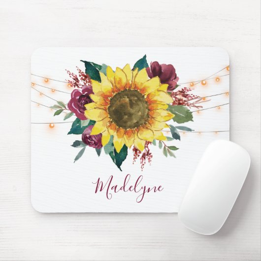 Sonnenblumenlichtblumen-Monogramm Mousepad (Mit Mouse)