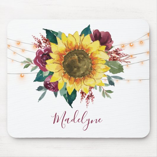 Sonnenblumenlichtblumen-Monogramm Mousepad (Vorne)