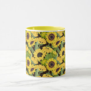Sonnenblumenliebhaber und Bienen, Leuchtende Küche Tasse