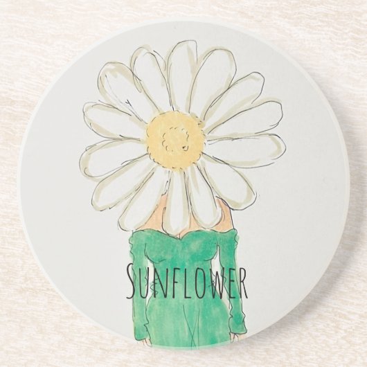 Sonnenblumenmädchen Grüner Kleid Getränkeuntersetzer (Vorne)