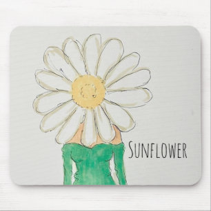 Sonnenblumenmädchen Grüner Kleid Mousepad