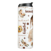 Sonnenblumenmädchen positive Bejahungen Thermosbecher (Nach links gedreht)