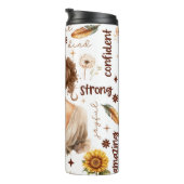 Sonnenblumenmädchen positive Bejahungen Thermosbecher (Nach rechts gedreht)