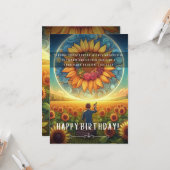 Sonnenblumenmaler Geburtstagsflatterkarte Karte (Vorderseite/Rückseite Beispiel)