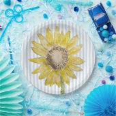 Sonnenblumenmalerei Blaue Streifen Pappteller (Party)