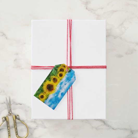 Sonnenblumenmalerei Geschenkanhänger (Mit Garn)