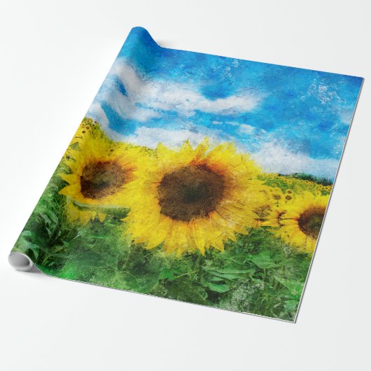 Sonnenblumenmalerei Geschenkpapier (Ungerollt)
