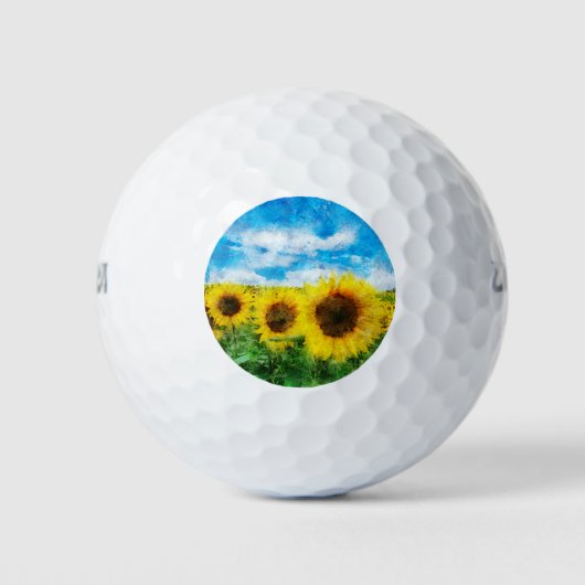 Sonnenblumenmalerei Golfball (Vorderseite)