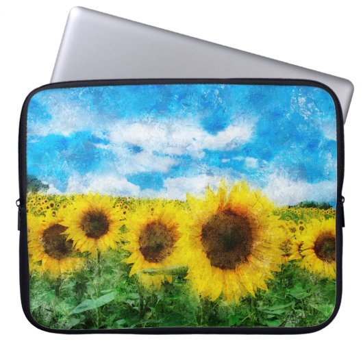 Sonnenblumenmalerei Laptopschutzhülle (Vorderseite)