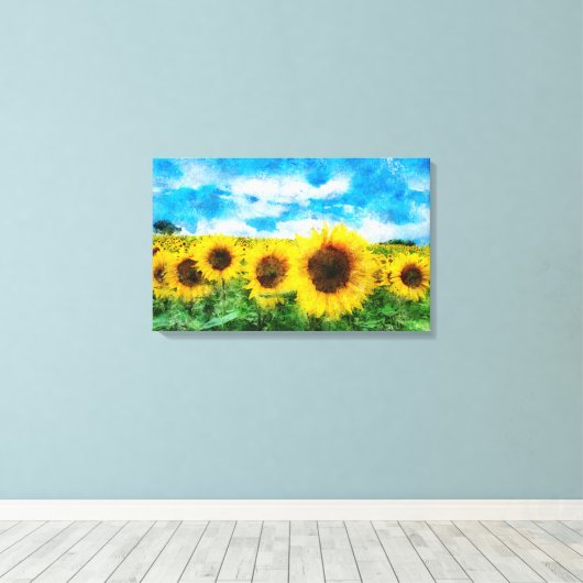 Sonnenblumenmalerei Leinwanddruck (Insitu (Holzboden))