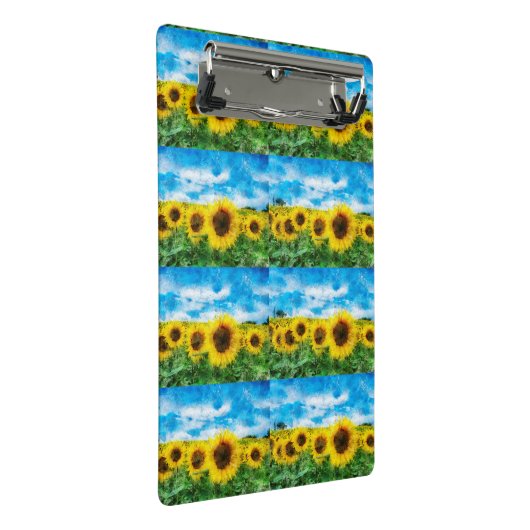 Sonnenblumenmalerei Mini Klemmbrett (Schrägansicht)