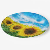 Sonnenblumenmalerei Pappteller (Schrägansicht)