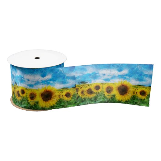 Sonnenblumenmalerei Satinband (Spule)