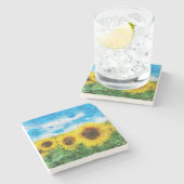 Sonnenblumenmalerei Steinuntersetzer (Seitenansicht)