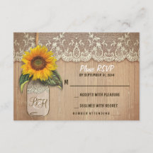 Sonnenblumenmason jar Hochzeit RSVP-Karten
