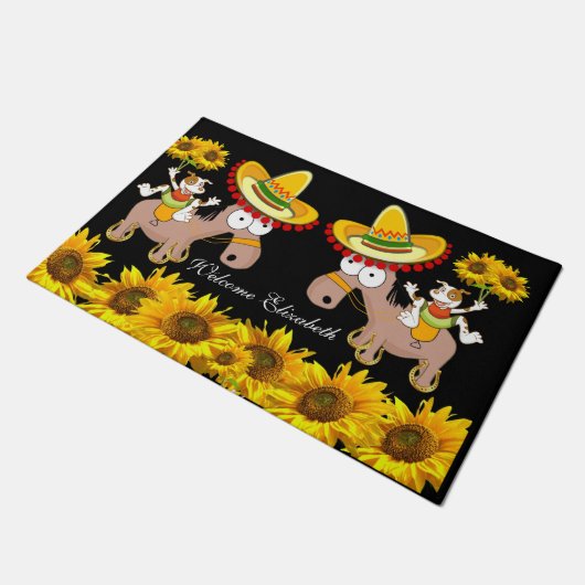 Sonnenblumenmatte Fußmatte (Schrägansicht)