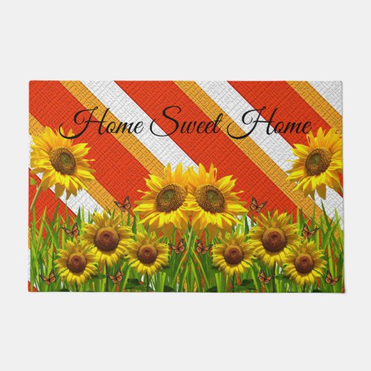 Sonnenblumenmatte Streifen Fußmatte (Vorderseite)