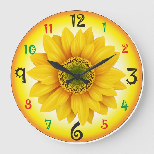 Sonnenblumenmauer Große Wanduhr (Vorderseite)