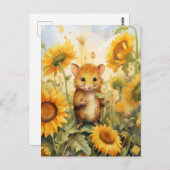 Sonnenblumenmaus Garten 17 von 17 Postkarte (Vorne/Hinten)