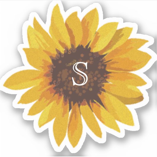 Sonnenblumenmonogramm Aufkleber (Vorderseite)