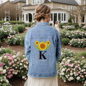 Sonnenblumenmonogramm für Frauen - Hochzeitskleid Jeansjacke