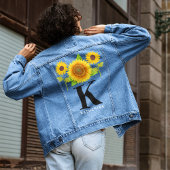 Sonnenblumenmonogramm für Frauen - Hochzeitskleid Jeansjacke