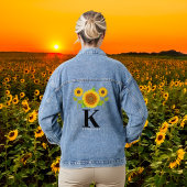 Sonnenblumenmonogramm für Frauen - Hochzeitskleid Jeansjacke