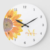 Sonnenblumenmonogramm Große Wanduhr (Vorderseite)