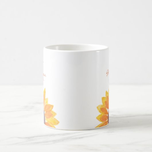 Sonnenblumenmonogramm Kaffeetasse (Mittel)