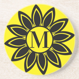 Sonnenblumenmonogramm Sandstein-Untersetzer Getränkeuntersetzer