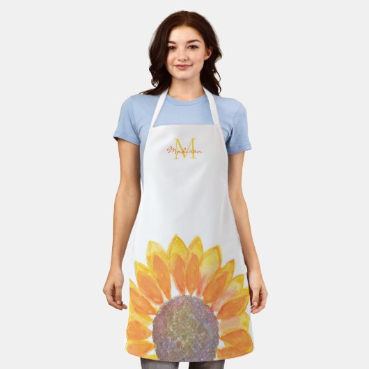 Sonnenblumenmonogramm Schürze (Getragen)