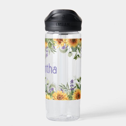 Sonnenblumenmonogramm Trinkflasche (Rückseite)