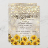 Sonnenblumenmoor-Streichlichter leuchten goldfarbe Einladung (Vorne/Hinten)