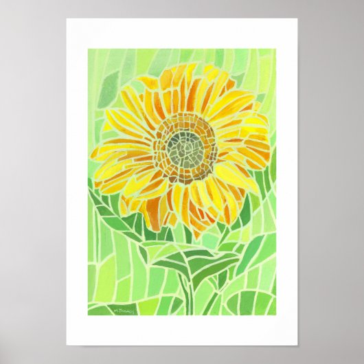 Sonnenblumenmosaikdruck Poster (Vorne)