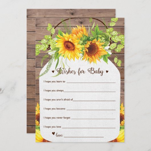 Sonnenblumenmotive für Babykarten Einladung (Vorne/Hinten)