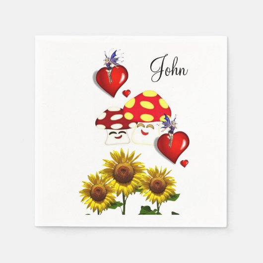 Sonnenblumenmushroom Paper Napkins Serviette (Vorderseite)