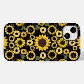 Sonnenblumenmuster A01.b Schwarze BG Case-Mate iPhone Hülle (Rückseite (Horizontal))