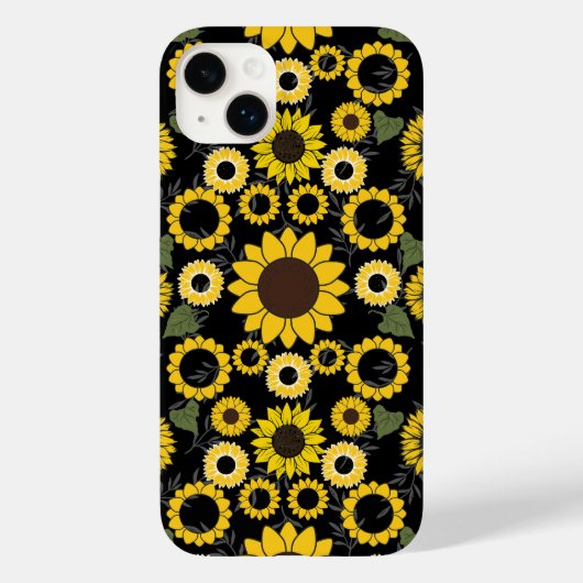 Sonnenblumenmuster A01.b Schwarze BG Case-Mate iPhone Hülle (Rückseite)