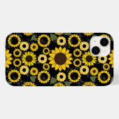 Sonnenblumenmuster A01.b Schwarze BG Case-Mate iPhone Hülle (Rückseite (Horizontal))