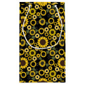 Sonnenblumenmuster A01.b Schwarze BG Kleine Geschenktüte (Rückseite)