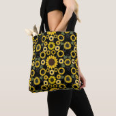 Sonnenblumenmuster A01.b Schwarze BG Tasche (Von Nahem)